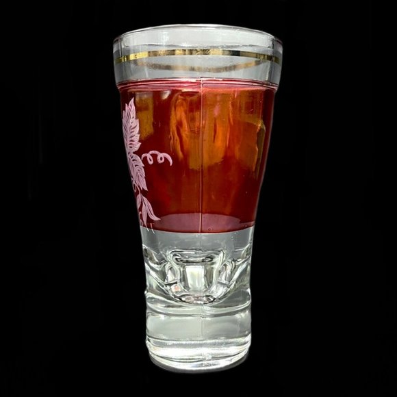 Vintage 1950s Lubiana Kristrall Italy Cranberry Flash Boot Shaped Shot Glasses - Picture 5 of 10